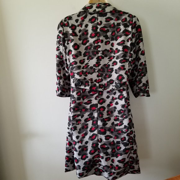 NICOLE MILLER Abstract Animal Print  Trench Coat Button Down Vintage  Sz 8 - Picture 8 of 10
